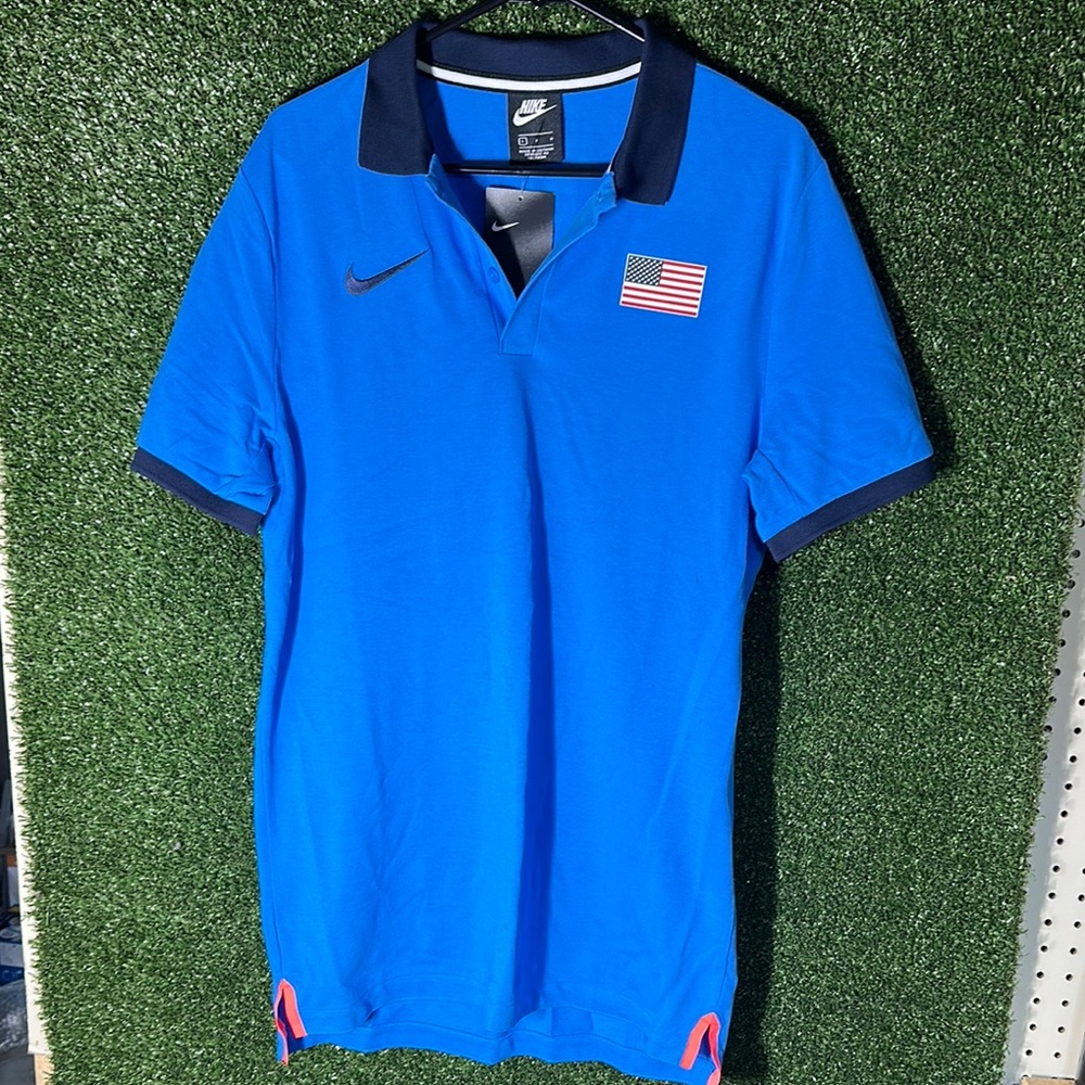 Nike Blue and Black Polo Shirt Sporty Design